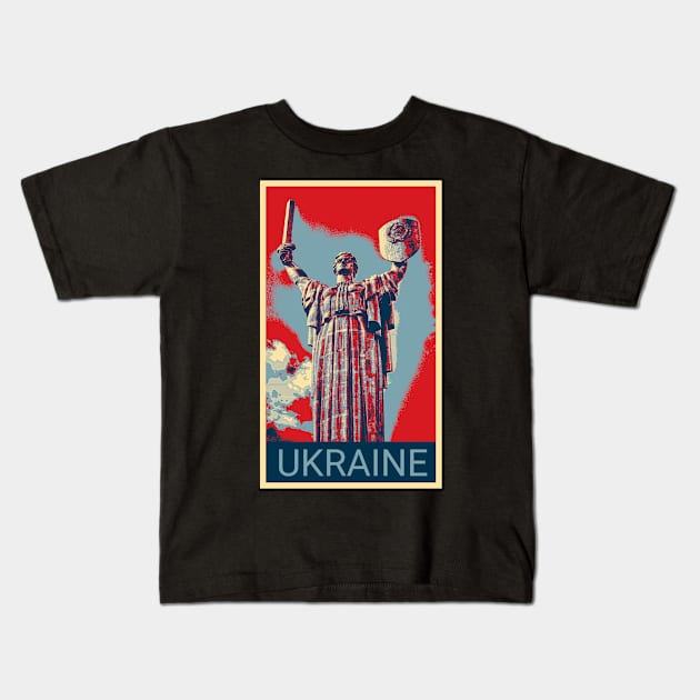 Ukraine in Shepard Fairey style Kids T-Shirt by Montanescu